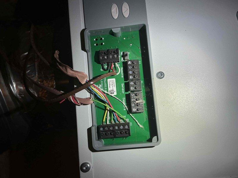 Responded to callback for newly installed dehumidifier displaying recurring E2 error code indicating airflow restriction. Verified and corrected wiring connections between dehumidifier and furnace at control panel, ensuring proper integration with HVAC system. Inspected air filter installation and confirmed adequate airflow pathways to resolve error condition and restore normal dehumidifier operation.
