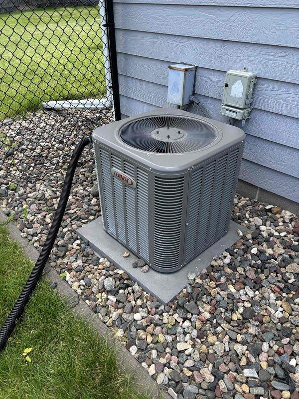 Completed biannual preventative maintenance on one R22 air conditioning system with outdoor Lennox condenser unit. Performed comprehensive inspection of all major components including thermostat operation, air filter condition, evaporator and condenser coils, blower motor, capacitors, compressor function, refrigerant charge levels, and condensate drain system. Measured temperature split across evaporator coil and verified proper system operation with ambient outdoor temperature at 77 degrees. Inspected indoor ductwork, refrigerant line sets, and electrical connections. All components found operating within normal parameters with no deficiencies noted. System cooling efficiently at time of departure.