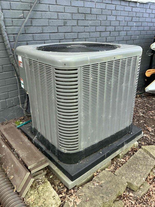 Completed annual air conditioning tune-up and maintenance inspection on 8-year-old Rheem AC system. Performed comprehensive system evaluation including contactor inspection, capacitor testing, condenser coil rinse, temperature drop analysis (19 degrees indicating proper refrigerant charge), amp draw verification, air filter check, evaporator coil inspection, blower wheel examination, control board assessment, and condensate line clearance verification. All components tested within normal operating parameters with no deficiencies identified or recommendations required at this time.