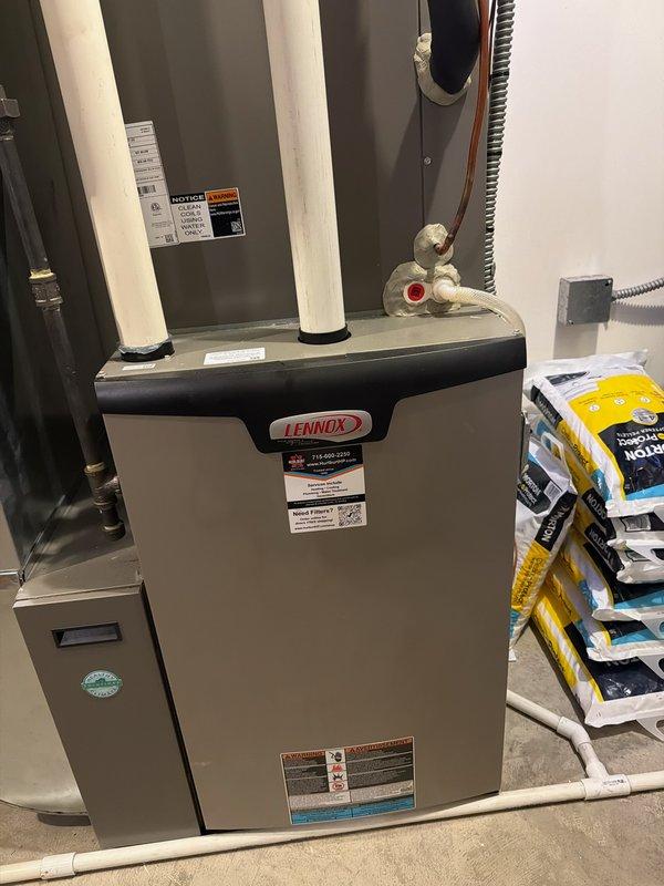 Performed comprehensive AC maintenance inspection on a one-year-old Lennox system. Verified thermostat operation, air filter condition, blower assembly function, outdoor coil cleanliness, electrical connections, contactor operation, capacitor performance, condensate drain flow, refrigerant charge levels, and temperature split across the evaporator coil. All system readings measured within manufacturer specifications with no mechanical defects or safety concerns identified. System confirmed operating properly at time of service. Customer advised that UV bulb replacement for furnace is needed and recommended maintaining regular filter changes, keeping indoor and outdoor coils clean, and scheduling routine preventive maintenance to ensure continued optimal performance.