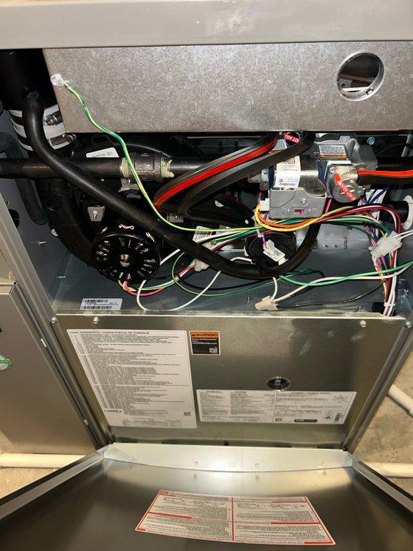 Performed comprehensive AC maintenance inspection on a one-year-old Lennox system. Verified thermostat operation, air filter condition, blower assembly function, outdoor coil cleanliness, electrical connections, contactor operation, capacitor performance, condensate drain flow, refrigerant charge levels, and temperature split across the evaporator coil. All system readings measured within manufacturer specifications with no mechanical defects or safety concerns identified. System confirmed operating properly at time of service. Customer advised that UV bulb replacement for furnace is needed and recommended maintaining regular filter changes, keeping indoor and outdoor coils clean, and scheduling routine preventive maintenance to ensure continued optimal performance.