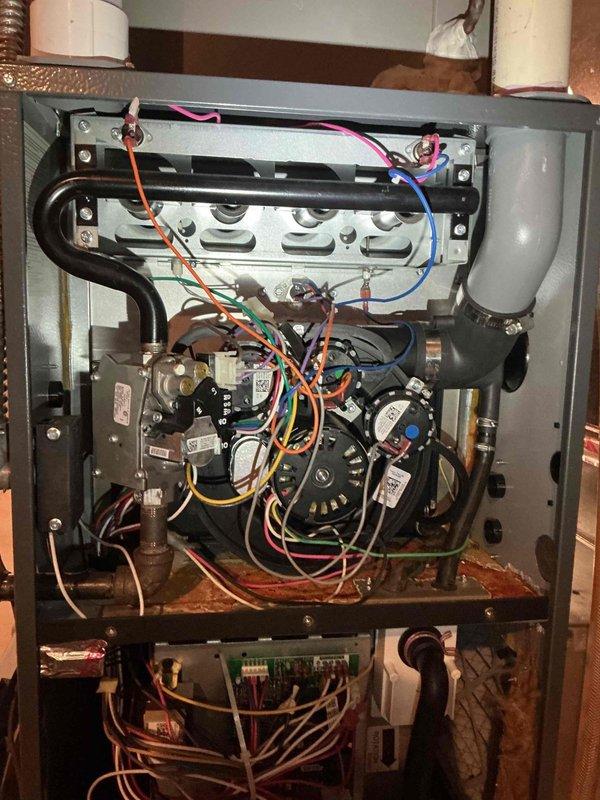 Responded to follow-up service call regarding thermostat fan operation concerns on 8-year-old Daikin air conditioning system. Provided customer education on thermostat settings and explained proper AUTO versus ON fan mode operation. Performed comprehensive preventive maintenance inspection including verification of contactor operation, capacitor testing, refrigerant charge analysis, condenser coil inspection, amperage draw measurements, air filter condition check, evaporator coil assessment, and control board functionality. Confirmed system temperature split at 19 degrees, within manufacturer specifications. All components found operating as designed with no deficiencies identified or recommendations needed.