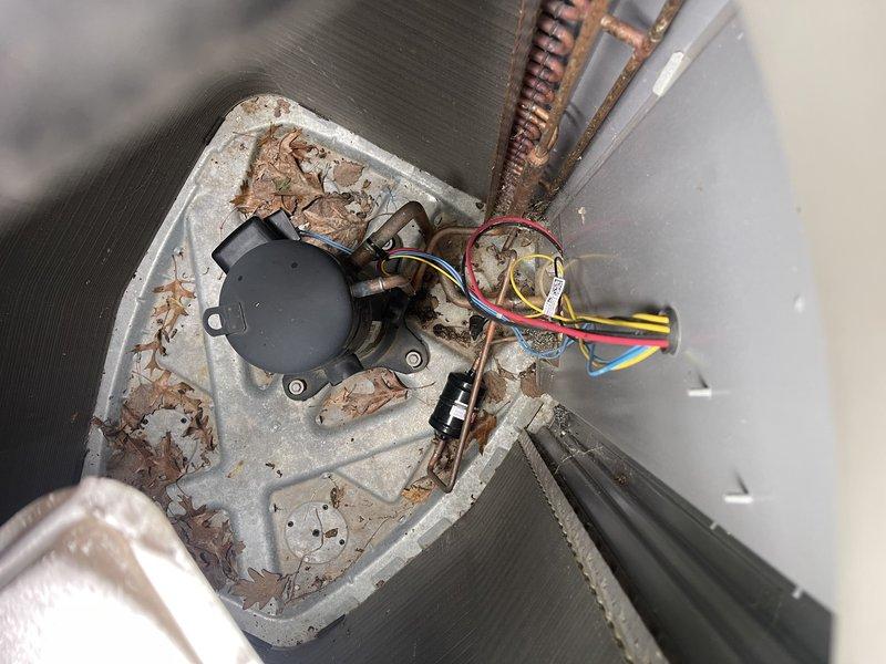 Responded to no cooling call where breaker had tripped and unit would not restart after reset. Performed diagnostic testing and confirmed compressor failure with short to ground condition. Documented findings with photos showing system components and overall unit condition. Submitted parts request for compressor replacement to proceed with necessary repairs.