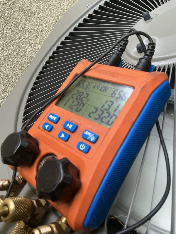 Responded to no cooling complaint on Lennox system installed in 2023. Upon arrival, verified all refrigerant pressures were within normal operating range, contrary to previous service provider's assessment of low refrigerant. Inspection revealed heavily soiled condenser coil restricting airflow and reducing heat transfer efficiency. Performed thorough condenser coil cleaning to restore proper system operation and cooling capacity.