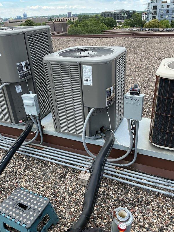 Completed comprehensive AC tune-up on rooftop condenser unit and indoor air handler. Replaced 20x20x1 air filter, verified blower motor speed within specifications, and inspected all electrical components including capacitor, contactor, and wiring connections. Checked refrigerant charge levels and confirmed proper system operation. Unit tested successfully and is operating efficiently for the cooling season.