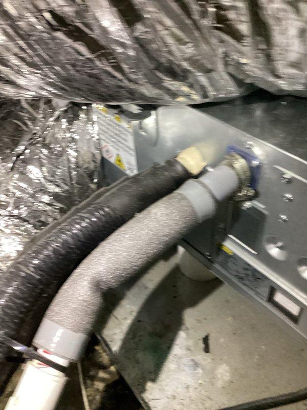 Responded to no-power callback on heat pump system installed earlier this year. Upon arrival, discovered blown fuses at mini split disconnect and replaced them. Found outdoor coil heavily clogged with pollen accumulation, performed thorough coil cleaning to restore proper airflow. Inspected indoor ducted split air handler, verified temperature split across coil, and checked refrigerant line temperatures. All measurements confirmed system returned to normal operation with proper heating performance after fuse replacement and coil cleaning.