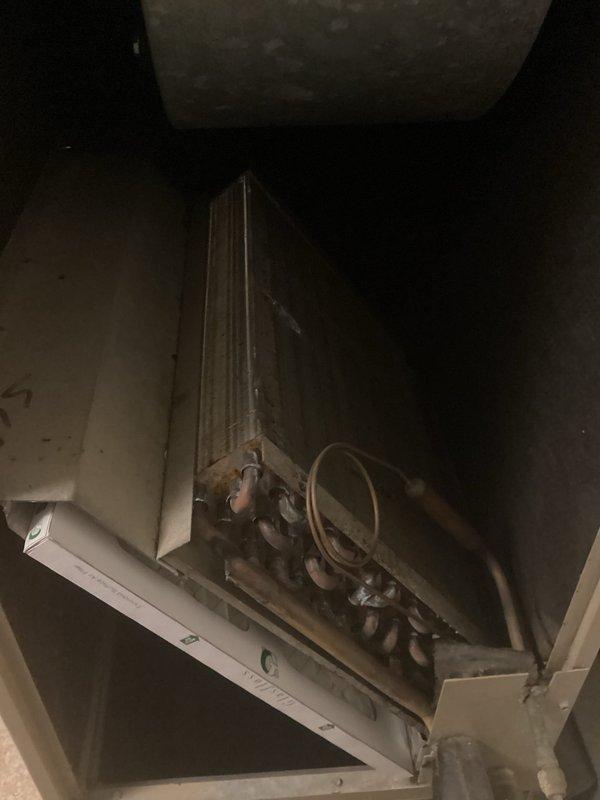 Performed comprehensive AC tune-up on rooftop unit, including replacement of 16x20x1 filter and complete system inspection. Unit is older but operating within normal parameters with all components functioning as designed.