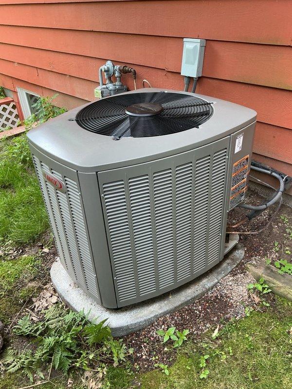 Responded to warranty call for residential air conditioning unit experiencing excessive power draw and loud clunking noise during startup and shutdown cycles. Upon arrival, diagnosed compressor hard-start issue on unit installed six months prior. Installed hard start kit to condenser unit, which significantly reduced startup noise and eliminated the loud clunking sound during compressor cycling. Tested system operation to verify proper functionality and confirmed quieter operation. Additionally provided homeowner with recommendations to improve airflow from cabinet-mounted supply vent. System now operating within normal parameters with improved startup performance.