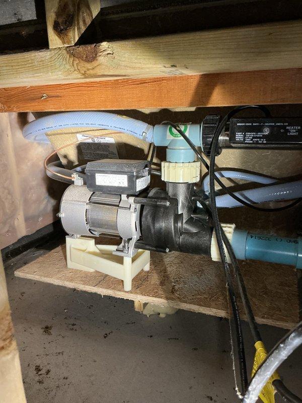 Responded to a leaking jetted tub caused by a cracked union nut on the circulation pump. Diagnosed the issue, documented the damaged component with photographs, and completed a part order form for the necessary replacement union nut to provide pricing and prepare a repair estimate for the customer.