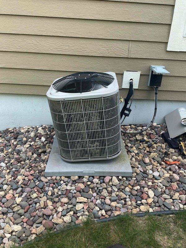 Responded to a no cooling call on a 12-year-old Carrier air conditioning system. Upon arrival, diagnosed a failed capacitor preventing the unit from operating. Replaced the capacitor and restored cooling functionality. During inspection, identified that the outdoor condenser unit has been sitting with a significant tilt since original installation, causing improper oil distribution within the compressor and inadequate lubrication of internal components. Advised customer that the prolonged tilted position has likely caused internal compressor damage and poses ongoing risk of complete compressor failure if not corrected. Discussed repair and replacement options with customer and scheduled follow-up consultation with service advisor to address the condenser leveling issue and evaluate system condition.