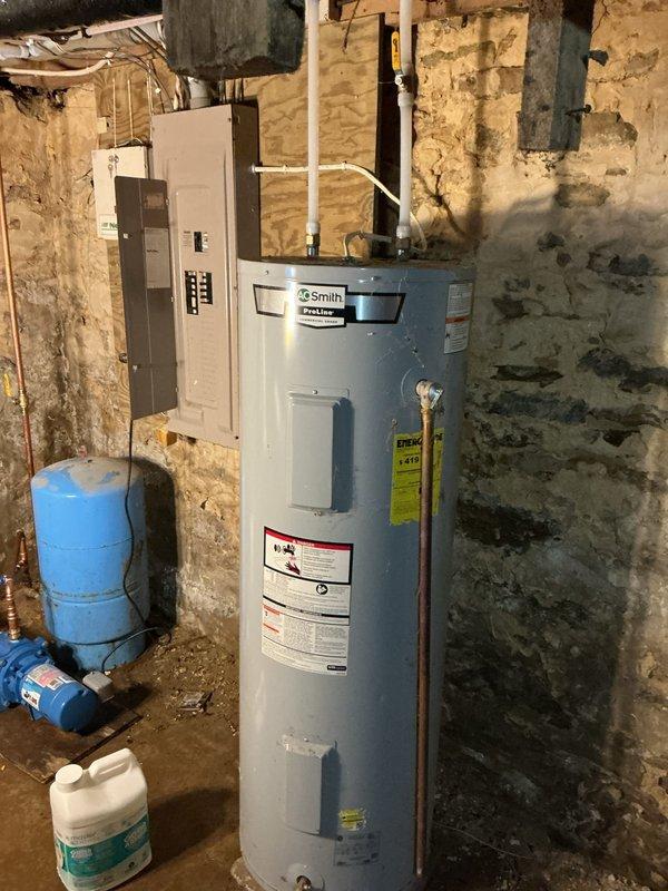 Responded to no water condition caused by seized shallow well pump in basement utility area. Removed and replaced failed shallow well pump unit. Installed new 1-inch check valve to prevent backflow and ensure proper system operation. Repiped supply line from well pump to pressure tank to restore water delivery throughout the property. Verified proper pump operation, pressure tank functionality, and adequate water flow upon completion. System restored to full working condition.