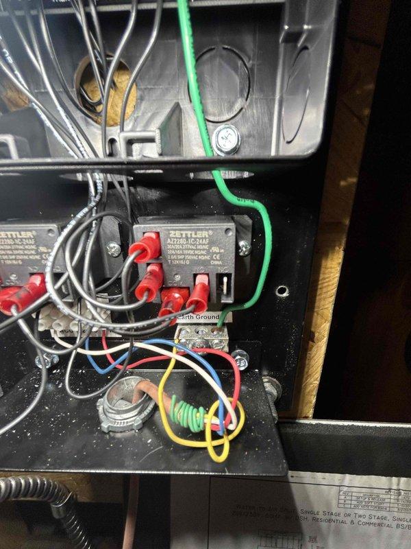 Responded to no cooling complaint with indoor temperature rising from 76°F to 82°F. Found geothermal unit tripped on high pressure safety. Tested geothermal system and pump station components, identifying faulty relay in pump station. Swapped defective relay with replacement unit, verified all electrical connections at terminal blocks, and performed operational testing of complete system. Unit restored to normal cooling operation with all safeties functioning properly.