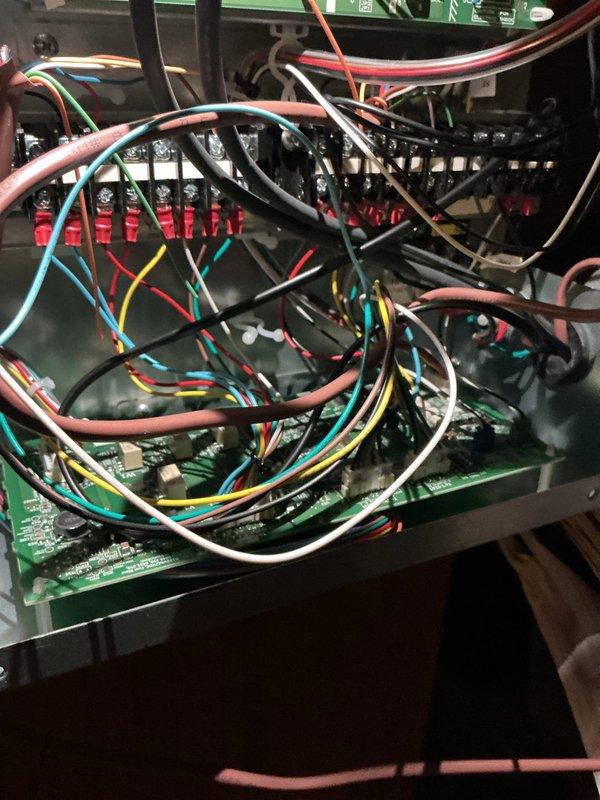 Replaced defective relay board for A-Coil controller under parts and labor warranty. Diagnosed power loss issue between low voltage wiring and thermostat connection. Installed temporary thermostat to maintain system operation while awaiting permanent air controller board replacement, which was subsequently installed during return visit to complete the repair.