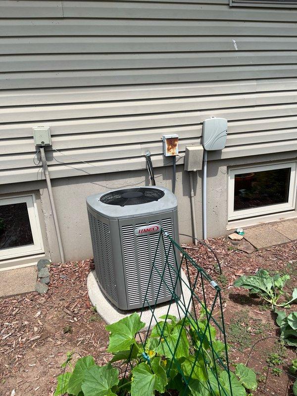 Performed comprehensive maintenance on both furnace and air conditioning systems. Inspected all routine components on the furnace, verifying cleanliness and proper operation within manufacturer specifications. Examined heat exchanger with no compromises detected. Conducted full inspection of AC system components, all measuring within acceptable parameters. Cleaned Lennox outdoor condenser unit. Executed extended operational testing of both systems for 10-15 minutes each. Furnace demonstrated proper gas pressures with 55-degree temperature rise across heat exchanger. Air conditioning system achieved approximately 20-degree temperature split, confirming adequate cooling capacity. All electrical components, capacitor, and contactors functioning properly. Both systems operating as designed with no deficiencies noted.