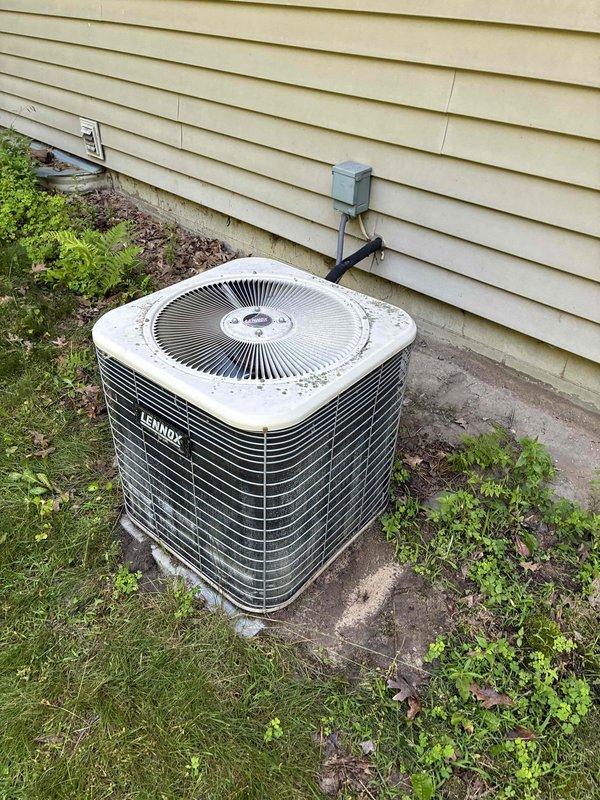 Responded to no-cool complaint on 24-year-old R-22 system with breaker tripping immediately upon call for cooling. Diagnosed failed compressor with severely burnt and blown-out terminal pins—one pin pulled free easily, all terminals contaminated with oil from refrigerant discharge. Recommended system replacement due to compressor failure, R-22 phase-out, and unit age exceeding expected service life. Coordinated with sales team for replacement estimate same day.