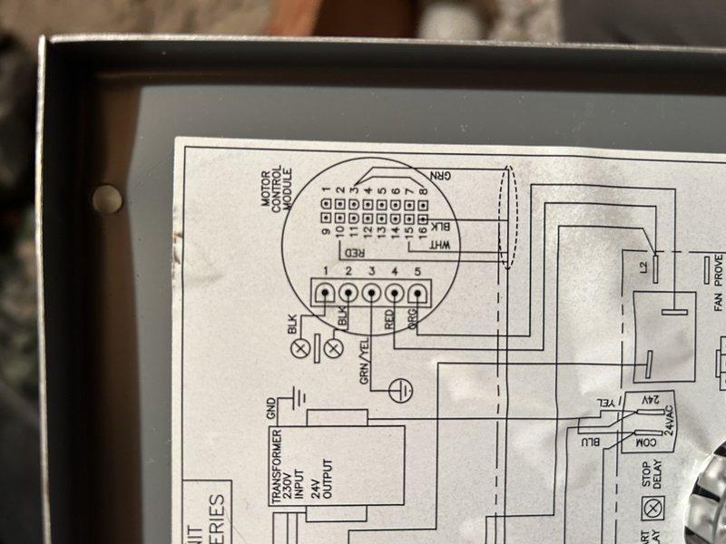 Replaced 1.5-5 ton thermal expansion valve (TXV) on HVAC system. During post-repair testing, discovered indoor blower fan would not operate. Troubleshooting revealed control wiring to ECM motor had pulled loose from connector plug, with multiple conductors disconnected from the harness. System requires return visit to install new connector plug and wiring harness to restore proper ECM motor operation and complete repair.