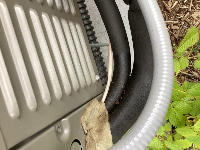 Responded to no cooling call on recently installed air conditioning system. Upon diagnosis, found system low on refrigerant charge and incorrect dip switch configuration preventing proper operation. Added 7 pounds of R-454B refrigerant to bring system to proper charge level. Identified and tightened loose flare connection on suction line that was causing refrigerant loss. Corrected dip switch settings to manufacturer specifications. Verified system operation with proper cooling performance restored upon completion.