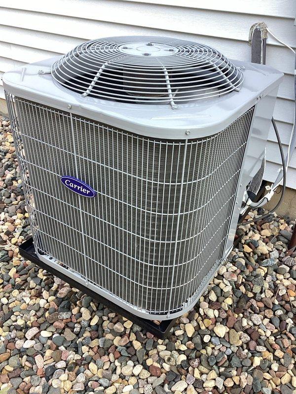 Completed AC maintenance tune-up on a 2019 Carrier system as part of annual maintenance agreement. System inspection revealed suboptimal temperature split and low refrigerant charge affecting efficiency. Added refrigerant to bring system to proper operating levels and verified improved performance.