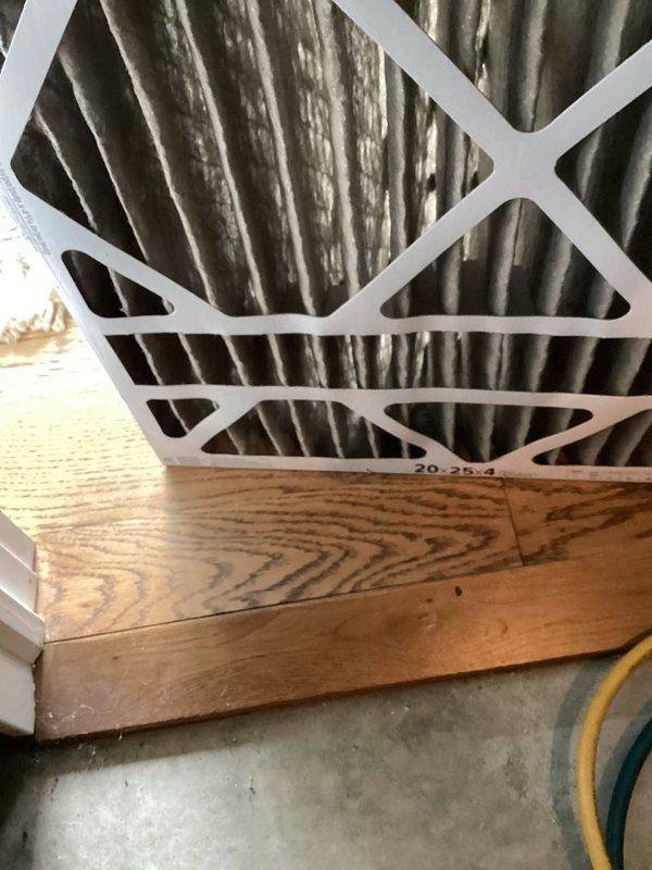 Completed scheduled air conditioning maintenance on condenser unit. Inspected system components, checked refrigerant levels, and verified proper operation. Replaced dirty air filter with clean unit to ensure optimal airflow and system efficiency.