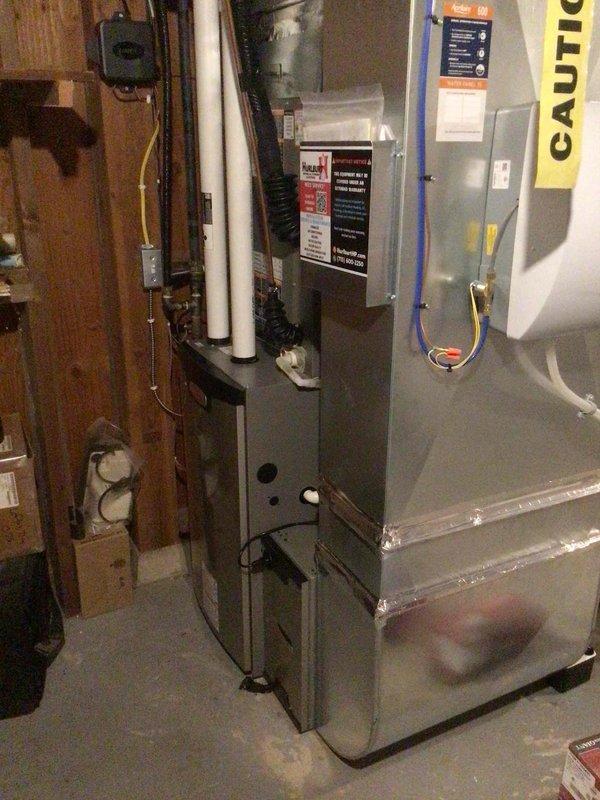 Responded to warranty call for HVAC system experiencing abnormal clunking and grinding noises during shutdown cycle and excessive runtime. Diagnosed malfunctioning condensate pump that continued running continuously and would not shut off automatically. Replaced defective condensate pump with new unit and performed three complete operational cycles to verify proper function and automatic shutoff sequence. System now operating within normal parameters with no abnormal sounds.