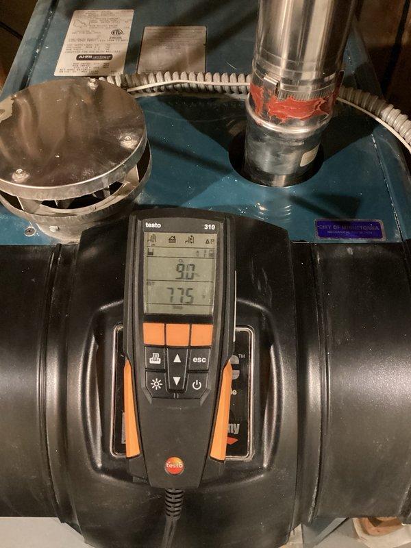 Completed comprehensive boiler tune-up including full combustion analysis and safety testing using calibrated diagnostic equipment. Thoroughly tested all electrical components including four zone valves and inducer motor to verify proper operation. Cleaned burners and combustion chamber, removing accumulated debris and buildup. Inspected and tested domestic hot water side of system including tank condition, temperature and pressure readings across all zones. Verified proper operation of all four thermostats and their respective heating zones. All combustion parameters measured within manufacturer specifications. System confirmed to be operating safely and efficiently with all components functioning properly at time of service completion.