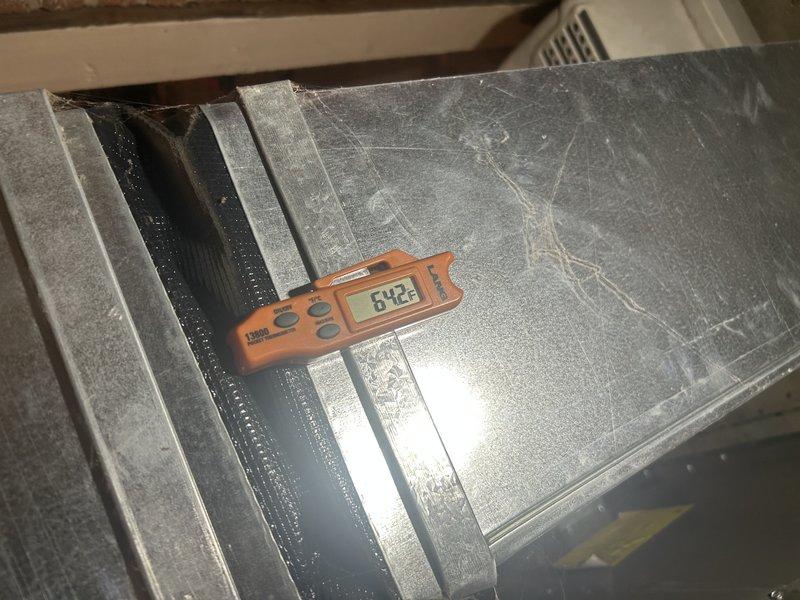 Performed comprehensive HVAC maintenance tune-up including AC operational testing, condensate drain clearing, air filter replacement, condenser coil washing, and component inspection. Verified proper system cooling performance with temperature drop measurements at basement unit, confirming optimal operation throughout.