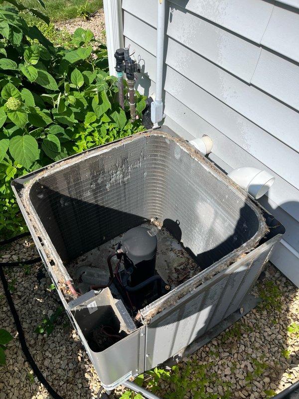 Performed comprehensive AC tune-up on 13-year-old residential air conditioning system. Upon arrival, confirmed system was operating properly with no reported concerns. Conducted thorough inspection of indoor components including air filter and blower assembly, both found to be clean and properly balanced. Inspected evaporator coil, verified cleanliness and confirmed condensate drainage functioning correctly.

Proceeded to outdoor condenser unit where routine electrical inspection was performed on all connections and components. Cleaned condenser coils to remove accumulated debris and ensure optimal heat transfer efficiency. Conducted operational testing with system running for 15 minutes under load. Verified proper system performance with temperature differential exceeding 15 degrees across the evaporator coil, indicating adequate refrigerant charge and efficient operation. All components functioning within normal parameters. System cleared for continued operation.