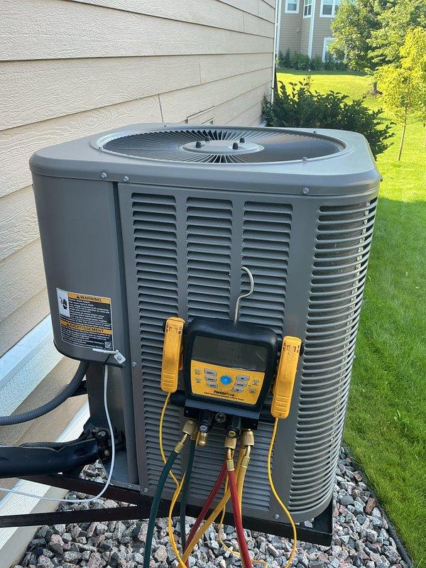 Performed annual AC tune-up on 11-year-old air conditioning system. During diagnostic testing, identified capacitor reading out of acceptable range and replaced with new unit. Verified all other system components operating within manufacturer specifications, confirmed proper refrigerant charge levels, and tested electrical connections at breaker panel. System restored to full operational status with all performance parameters meeting standard requirements.