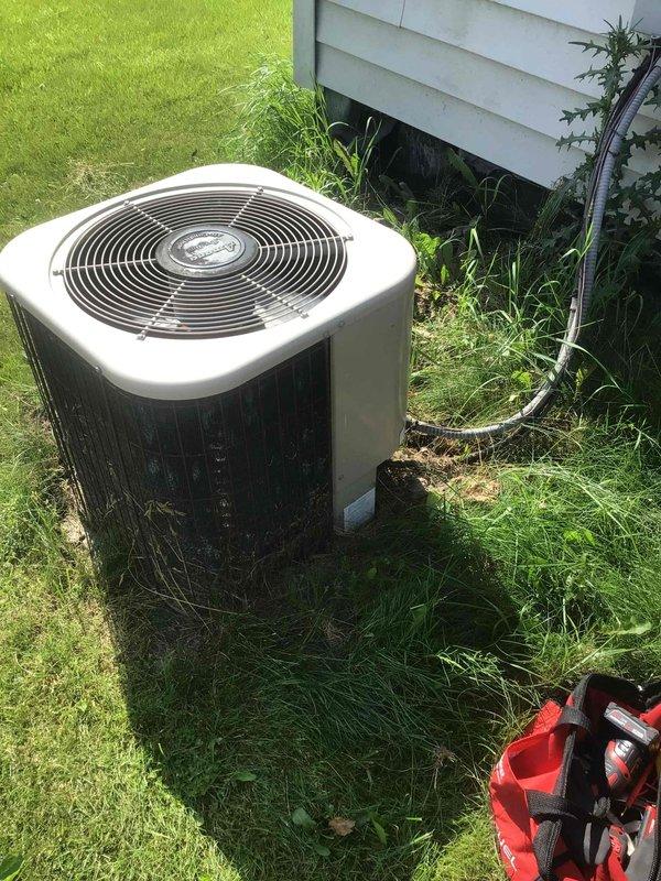 Responded to no cool call on an 8-year-old residential air conditioning system using R22 refrigerant. Upon arrival, verified system was achieving a 14-15 degree temperature split but unable to maintain desired setpoint. Diagnosed system as low on refrigerant charge, indicating a leak in the system. Advised customer that while recharging is possible, system replacement is recommended due to age, refrigerant type, and recurring refrigerant loss. Customer declined service at this time and will contact for replacement estimate at a later date.