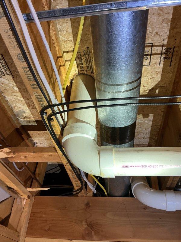 Responded to a water leak emergency where a main floor toilet was leaking through to the lower level. Removed the toilet, identified a failed wax ring as the source of the leak, and installed a new wax ring. Reset the toilet, performed multiple flush tests to verify proper seal, and inspected the lower level to confirm no further water intrusion.