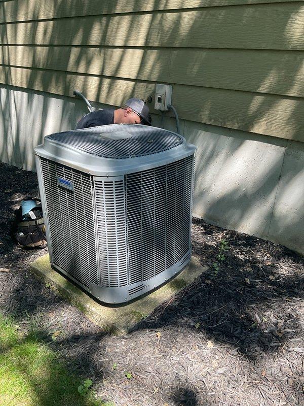 Responded to no cooling complaint on 10-15 year old air conditioning system. Upon arrival, unit would not power on after customer attempted restart. Diagnosed failed capacitor preventing compressor operation. Replaced defective capacitor and restored system to normal cooling operation.