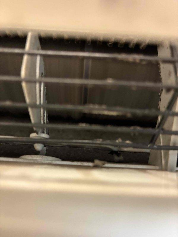 Responded to service call for mini split system with inadequate airflow in office area. Upon inspection, found both indoor air handler units operational but producing minimal airflow despite blower motors running. Diagnosed severely clogged blower wheels restricting air circulation in both heads. Provided updated estimate for complete blower wheel cleaning service, which was approved. System currently maintaining cooling function but operating at reduced capacity. Scheduled follow-up appointment to perform thorough cleaning of blower wheels and evaporator coils using appropriate cleaning solutions and containment equipment to restore proper airflow and system performance.