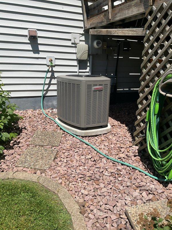 Performed comprehensive tune-up on Trane air conditioning system with no prior reported issues. Unit was found to be heavily soiled, requiring disassembly and thorough washing of components. Conducted complete system inspection, verified all components and operational parameters, and confirmed proper system operation upon completion.