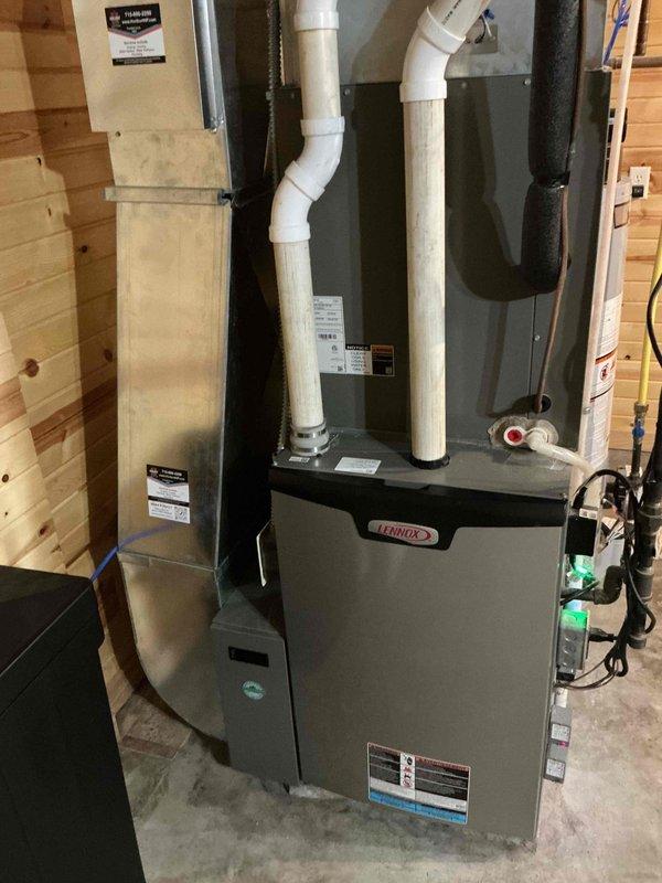 Completed annual 12-5 AC tune-up on 4-year-old Lennox forced air system. Performed comprehensive maintenance including cleaning of routine components, thorough inspection of all system parts, and operational testing in maximum cooling mode. Monitored system performance throughout testing cycle with all equipment functioning within normal parameters and operating efficiently.