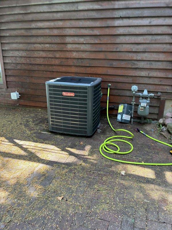 Responded to no cooling call on 1999 air conditioning system. Upon inspection, discovered burned wire disconnected from contactor and failed compressor capacitor. The deteriorated capacitor caused excessive current draw, resulting in wire overheating and burning off the contactor terminal. Replaced both contactor and capacitor to restore system operation. Verified proper amperage draw on compressor to confirm no additional electrical issues. Performed condenser coil rinse, verified air filter condition, and cleared condensate drain line. System operational with 20-degree temperature differential across evaporator coil, indicating proper refrigerant charge and airflow. Provided maintenance plan information via email and scheduled comfort advisor visit to assess air exchanger installation request.
