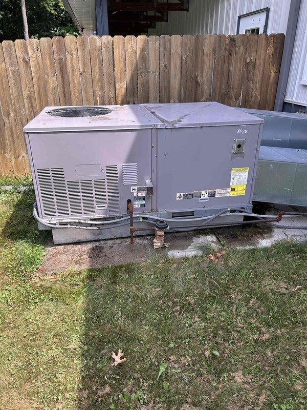 Responded to no cooling call on 8-year-old rooftop unit servicing boarding area. Upon arrival, found system calling for cooling but outdoor unit not operating. Diagnosed failed component preventing outdoor operations. Replaced damaged component and verified system returned to normal cooling operation with proper indoor and outdoor unit function.