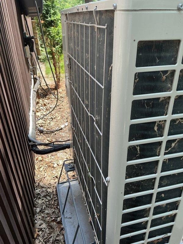 Completed annual cooling preventative maintenance visit on Daikin heat pump system with side discharge configuration. Performed comprehensive AC tune-up on outdoor heat pump unit and indoor air handler located in attic space. Conducted full system inspection, verified refrigerant charge, checked electrical connections, tested thermostat operation, and confirmed proper airflow. All components operating within manufacturer specifications with no deficiencies noted.