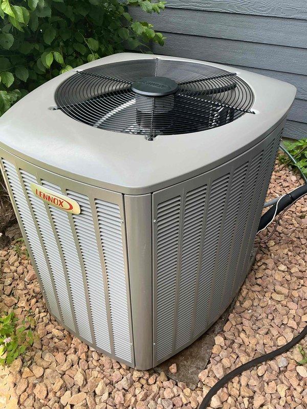 Responded to callback on newly installed Lennox air conditioning unit due to continuous loud motor whine and abnormal compressor noise. Upon arrival, performed comprehensive diagnostic inspection of the outdoor condensing unit. Verified system operational status and confirmed unit was cooling properly. Checked refrigerant pressures and confirmed charge levels were within manufacturer specifications for ambient conditions. Inspected all exterior panels, fasteners, and cabinet components to ensure tight assembly and eliminate potential vibration sources. Examined line set installation, routing, and mounting to rule out refrigerant line contact or resonance as noise source. Conducted thorough audible assessment of compressor operation and identified abnormal buzzing/growling noise emanating from compressor assembly, louder than typical operational sound levels for this model. Determined noise characteristics consistent with potential internal compressor mechanical issue rather than extern