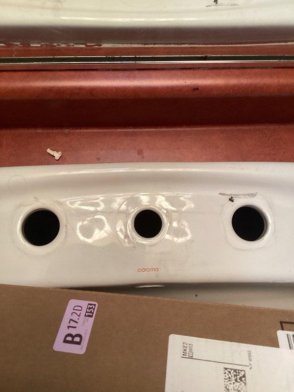 Responded to callback for installation of customer-supplied faucet. Upon arrival, discovered that the center mounting hole in the sink was too small to accommodate the faucet's mounting posts. Attempted installation but determined the faucet was incompatible with the existing sink configuration due to oversized mounting hardware. Advised customer that a different faucet with smaller mounting dimensions would be required for successful installation. Submitted parts order form for appropriate replacement fixture.