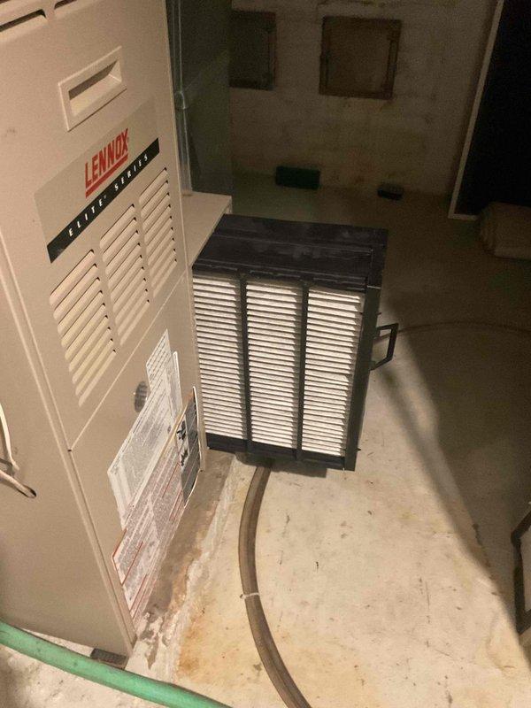Completed non-member air conditioning tune-up service on three residential HVAC units of unknown age. Performed comprehensive maintenance including inspection of indoor furnace components and outdoor condensers. Identified and addressed dirty condenser coils by thoroughly cleaning debris and buildup to restore proper airflow and system efficiency. Inspected Lennox Premier Series furnace, associated ductwork, humidifier components, air filtration system, copper refrigerant lines, gas connections, and electrical controls. Discussed membership benefits and preventative maintenance program options with customer per their request. All three units operational upon service completion.