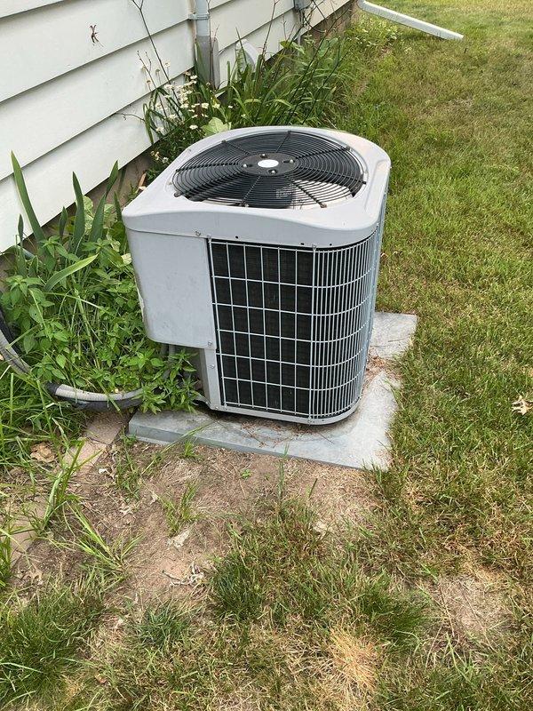 Responded to no cooling call on 19-year-old R22 system. Upon arrival, diagnosed failed dual run capacitor preventing compressor and condenser fan operation. Replaced dual capacitor and restored system to normal cooling operation. Customer declined equipment replacement at this time due to planned home sale next year, opting for repair to maintain functionality until property transfer.