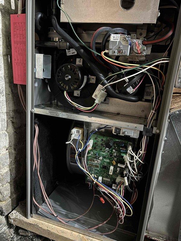 Performed comprehensive AC maintenance on two heat pump systems utilizing R-410A refrigerant under 85-degree ambient conditions. Conducted thorough inspection of all critical components including thermostats, temperature splits, condensers, evaporator coils, blower motors, capacitors, compressors, refrigerant levels, and condensate drains. Replaced air filters (20x25x5 and 14x25x1) on both units. Verified proper operation of all electrical connections, control boards, and safety devices. Both systems tested and confirmed operating within normal parameters upon completion of maintenance service.