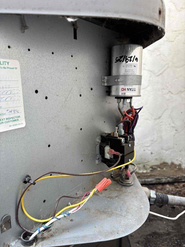 Completed comprehensive AC maintenance on a single 5-year-old residential cooling system with R-410A refrigerant under ambient conditions of 90°F. Performed thorough inspection and testing of all critical components including air filter, Honeywell thermostat, temperature split across evaporator coil, outdoor condenser unit, condenser and evaporator coils, blower motor, capacitors, compressor operation, refrigerant charge levels, and condensate drain system. All components tested within normal operating parameters with no deficiencies identified. System cooling efficiently with proper airflow and refrigerant charge confirmed.