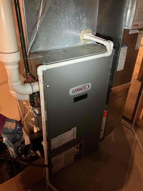 Performed annual cooling maintenance on a 21-year-old Lennox air conditioning system. Inspection revealed capacitor reading well outside manufacturer specifications and causing damage to the compressor, which is operating near maximum amp draw. Contactor tested good, refrigerant charge is at proper levels, condenser coil is clean, control board is functioning properly, and blower wheel is clean. Temperature drop measured at 20 degrees and within specification. Noted dirty furnace filter requiring replacement. Discussed findings and available options with homeowner and scheduled service advisor visit for further consultation.