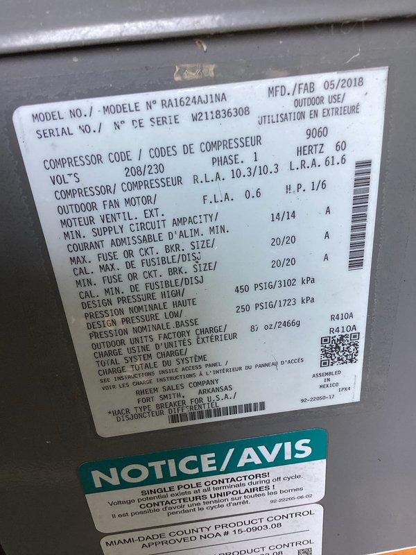 Responded to no-cool call on 12-year-old Rheem residential air conditioning system, model RA1624AJ1NA. Upon arrival, confirmed outdoor condenser unit was not operating and condenser fan motor was not running. Verified electrical power supply to unit was active and disconnect switch was in the on position. Inspected outdoor unit and found condenser fan motor had failed, preventing proper heat rejection and resulting in minimal cooling capacity. Tested capacitor, contactor, and control board to isolate failure to fan motor assembly. Explained repair options and system age considerations to homeowner given unit's 2018 manufacture date.