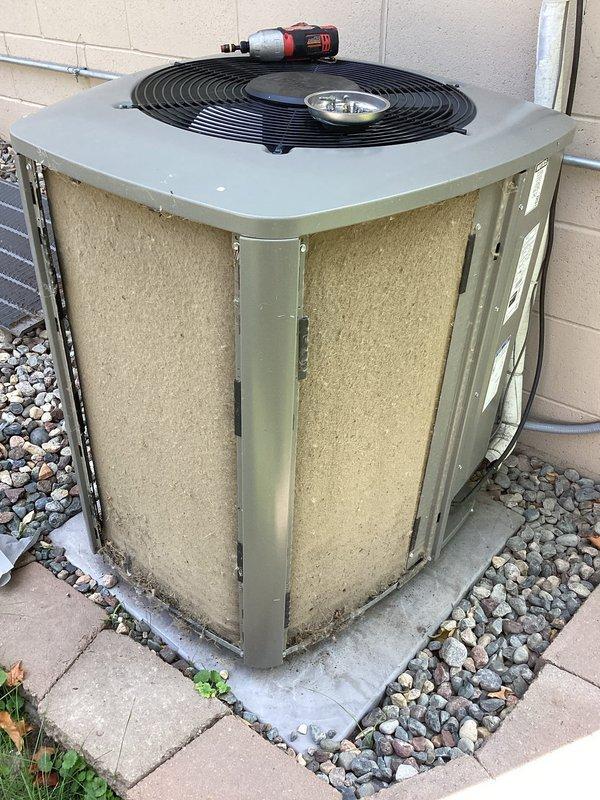 Performed comprehensive AC tune-up on 4-year-old Lennox system. Disassembled outdoor condenser unit, thoroughly cleaned accumulated dirt and debris from internal components, coils, and fan assembly. Reassembled unit and verified system is operating properly with adequate cooling performance.
