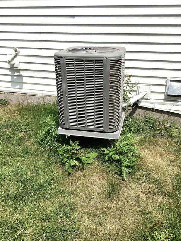 Responded to a no cooling call on a 7-year-old residential air conditioning system. Diagnosed a failed capacitor as the cause of the unit's inability to operate. Replaced the defective capacitor, restoring full cooling functionality to the system.