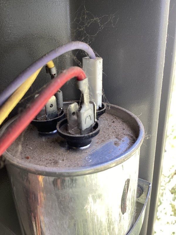 Responded to no cooling call on 4-year-old Lennox air conditioning system. Upon inspection, diagnosed failed fan capacitor preventing condenser fan motor operation. Replaced defective dual-run capacitor with OEM equivalent part per customer request. Verified proper system operation with condenser fan motor running and compressor cycling normally. Unit restored to full cooling capacity.