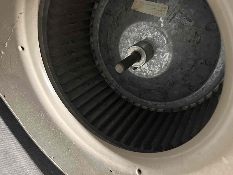Responded to no cooling complaint on Amana system with reported intermittent banging noise at furnace. Performed comprehensive inspection of blower assembly including blower wheel, motor bearings, and capacitor. All components tested within normal operating parameters. Monitored system operation for twenty minutes with no abnormal sounds detected. Verified adequate cooling performance with 15-16 degree temperature split across evaporator coil. Blower wheel showed dust accumulation but remained functional. Advised homeowner to continue monitoring system operation and report if intermittent noise returns. Provided pricing information for blower motor replacement as preventive measure given age of unit.