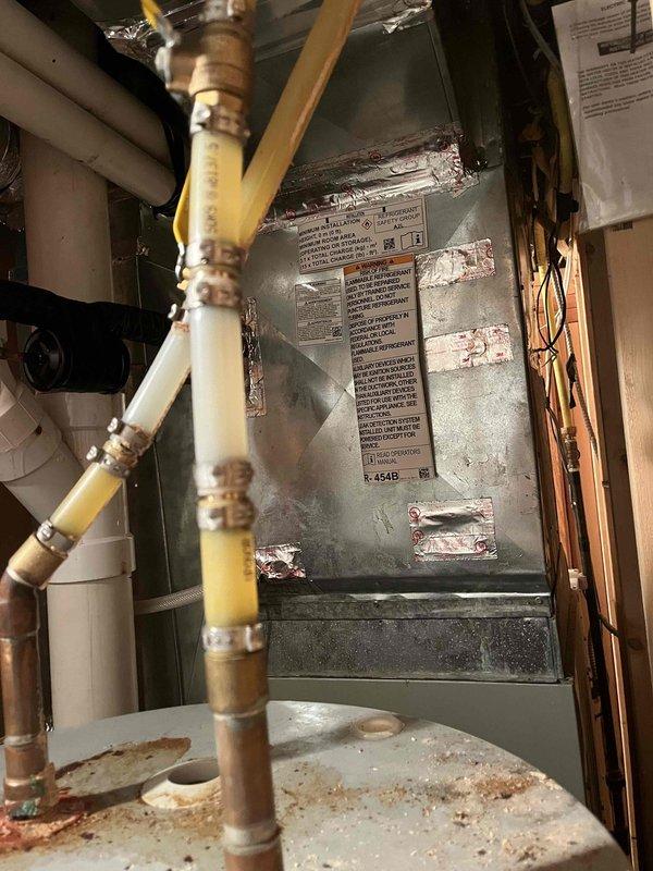 Completed comprehensive furnace maintenance inspection including visual examination of previously noted rust concerns, which appeared to be from an older resolved issue with no current active corrosion or structural compromise. Performed camera inspection of heat exchanger confirming no cracks or failures, verified all condensation lines intact with no breaks or leaks, and tested electrical components confirming all readings within manufacturer specifications. Unit operating properly with no deficiencies found.